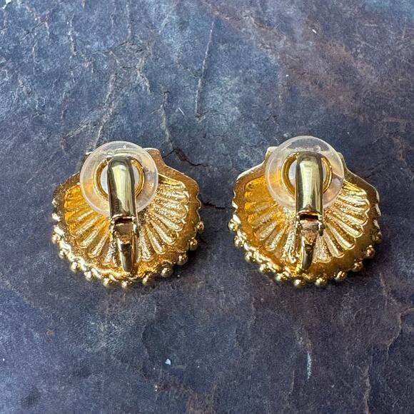 Chanel Modern Rhinestone Shell Clip On Earrings 23C GHW Authentic CoA - Picture 5 of 6